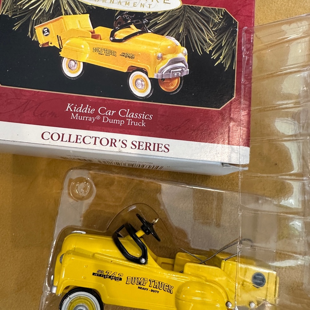 Hallmark Yellow Dump and Tonka Grader Truck Ornaments